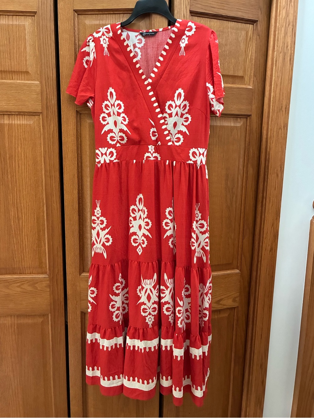 Red/Orange Floral Print Maxi Dress by - Picture 6 of 11